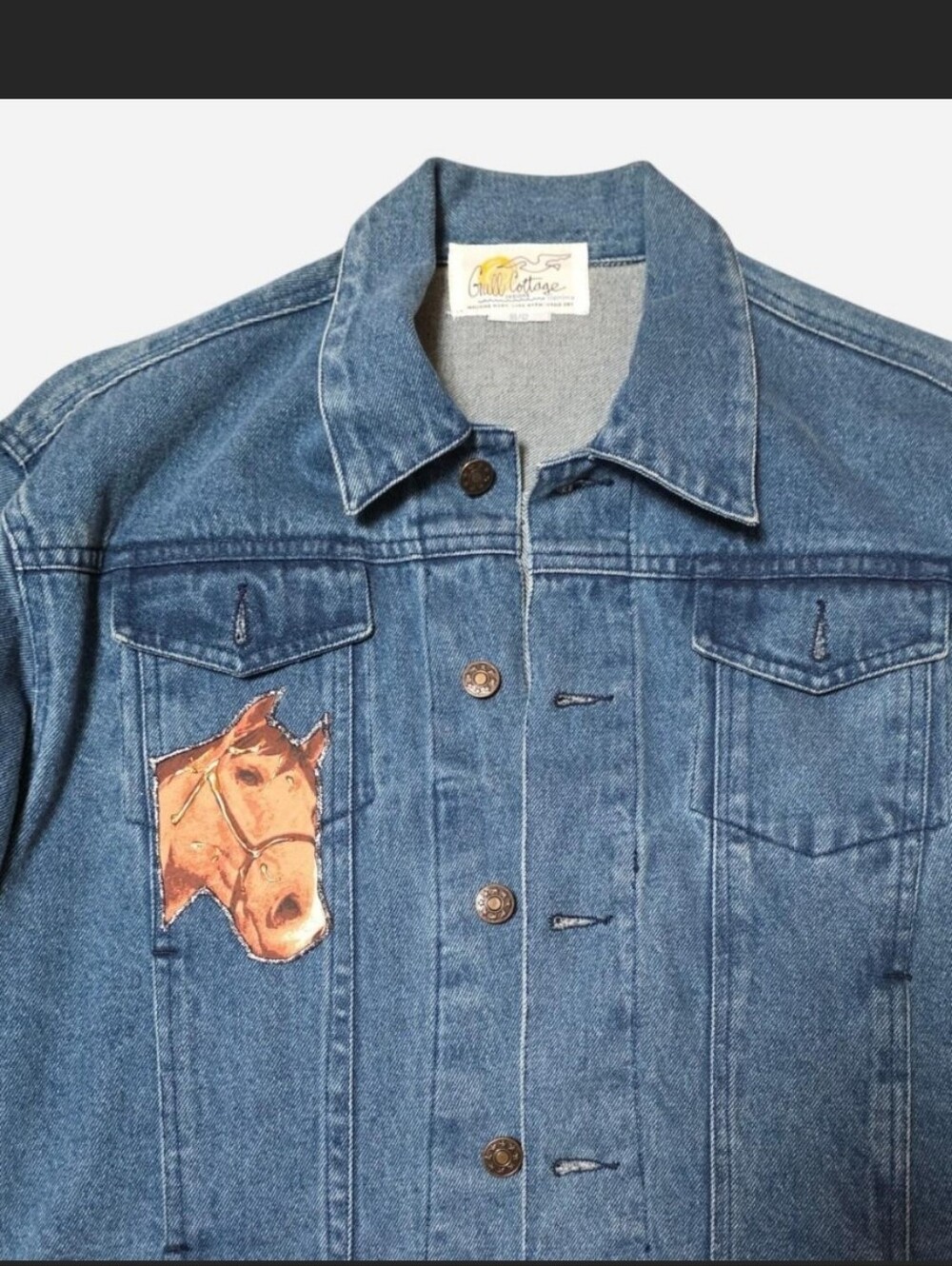 Denim Jacket with Horse Patch - Blue